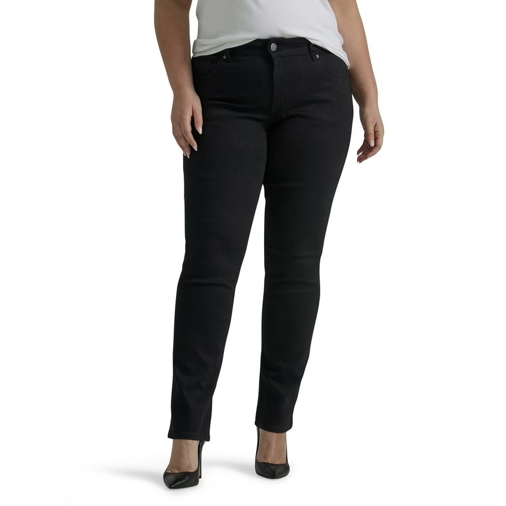 Lee Legendary Straight Leg Jeans Black Stretch Denim 18 Plus Size High Rise